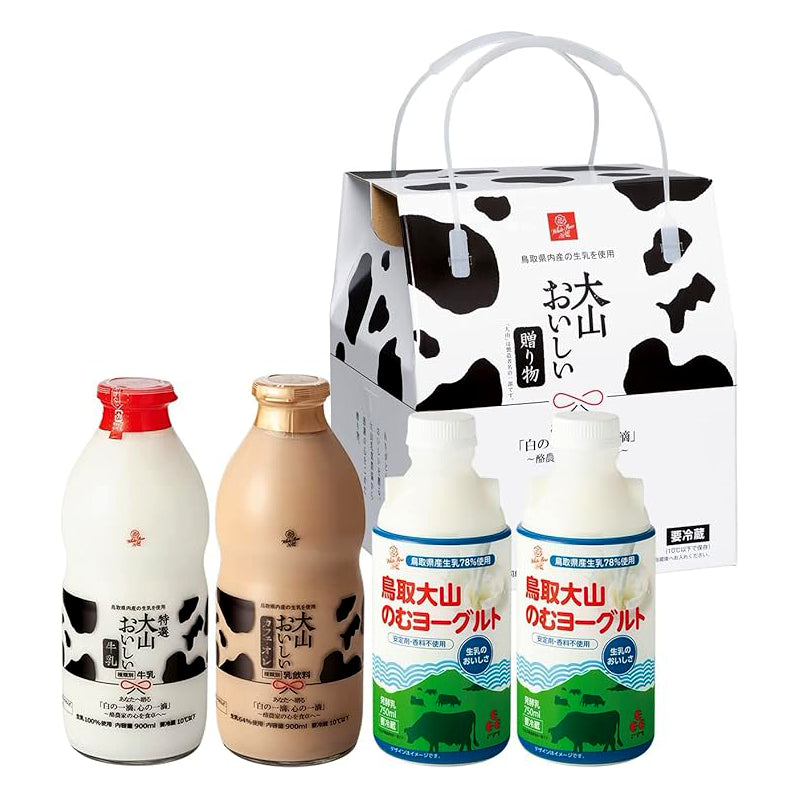 大山おいしいギフトミルク&のむヨーグルト|白バラ定番3種ギフトセット(鳥取県産生乳使用)