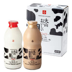 大山おいしい贈り物｜特選大山おいしい牛乳とおいしいカフェ・オ・レのガラスびんギフトセット（鳥取県・大山乳業）